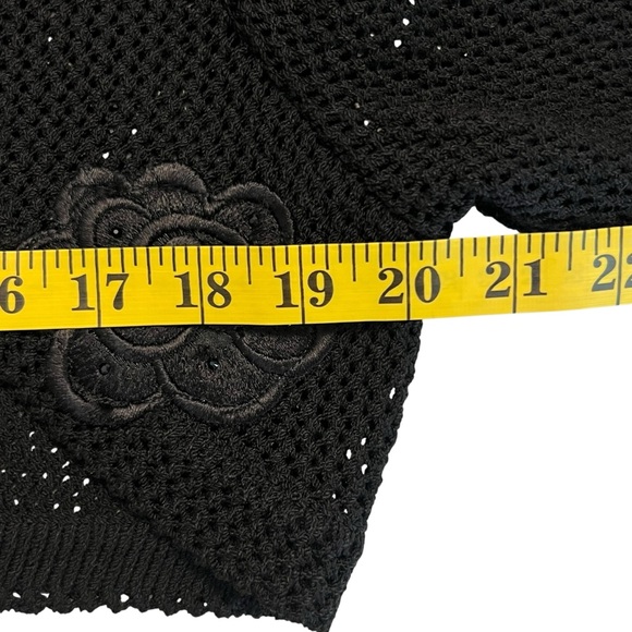 Elana Womens Y2K Crochet Knit Bolero Sweater Size M Floral Applique Whimsigoth - Picture 6 of 9